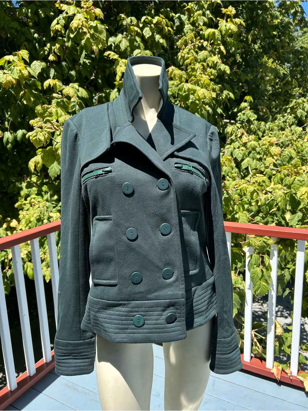 Double-Breasted Dark Green Peacoat